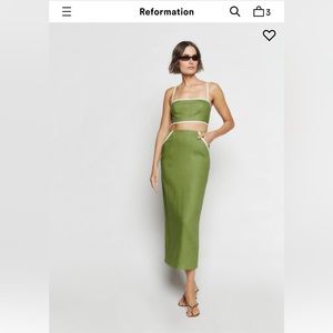 BRAND NEW! Reformation Elena Linen Two Piece Set size 8